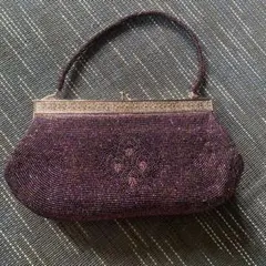 パープル ビーズ刺繍 パーティーバッグ