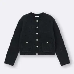 GU ツイーディーニットカーディガン ネイビー
