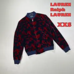 【LAUREN】ラルフローレン　ベロア　ブルゾン　ジャケット　赤　XXSのサムネイル
