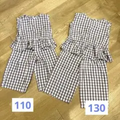 姉妹コーデお揃いpairmanon ギンガムチェックセットアップ　110.130