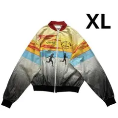 80s USA製 オレゴンマラソン ペーパージャケット XL 黒 オレンジ 水色のサムネイル