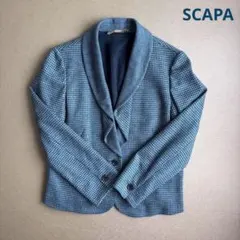スキャパ　ブルーグレー系千鳥格子ペプラムジャケット