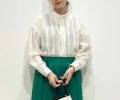 AMERICAN HOLIC バンドカラーレースシャツ 　アイボリー Mサイズ