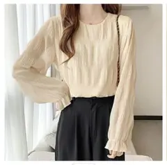ワンピスター（ONEP STAR）　ブラウス　ギャザートップス　ベージュ　M