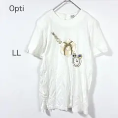 【オプティ】Tシャツ 白 ビジュー 大人可愛い レトロ 個性的 上品カジュアルのサムネイル