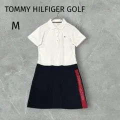 トミーヒルフィガーゴルフ　半袖ポロシャツワンピース　バイカラー　M ネイビー