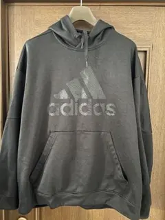 ６ＸＯサイズ　アディダス パーカー ビッグロゴ ウエイトリフティング 黒　古着
