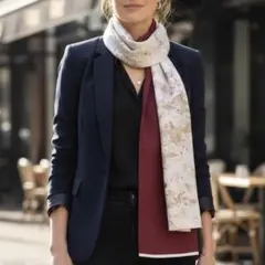 着物 リメイク ストール 白系×赤系 個性的 オリジナル ロング 使い方いろいろ