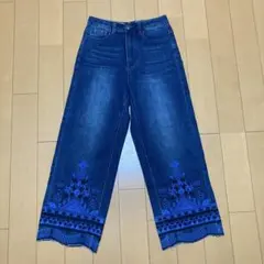 デシグアル　刺繍デザインのデニムパンツ　ワイドパンツ　サイズ26（Mくらい）
