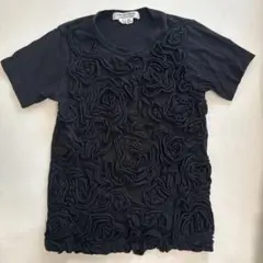 【良品】COMME des GARCONS ローズ装飾 Tシャツ ブラック S