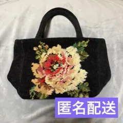 FEILER 花柄刺繍 ハンドバッグ 黒