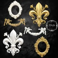 ♛アンティーク♛飾り　DIY 装飾　ロココ調レリーフ　2色アイテム