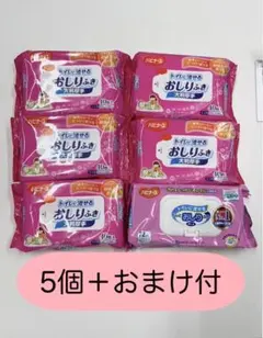 ハビナース トイレに流せるおしりふき 大判厚手 5個＋おまけ付のサムネイル