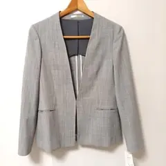 新品✨LES　MUES【洗える】【ストレッチ】ノーカラージャケット　グレー　M