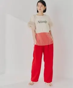 titivate ティティベイト　シアーフリルチュールトップス ベージュのサムネイル