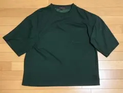 ETELIO 梨地 ポケット 半袖 Tシャツ ダークグリーン L オーバーサイズ