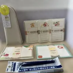 動物柄メモ帳4冊とペンケースセットミニレターセット、子供文房具セット