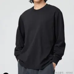 エアリズムコットンクルーネックTシャツ M 長袖ブラック