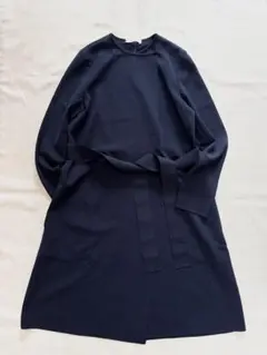 美品✨エポカ　40　L　ストレッチニットコート　ノーカラー　ダブルコート　黒 美品✨エポカ 40 L ストレッチニットコート ノーカラー ダブル