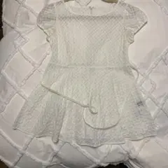 バーバリー　ブルーレーベル　ホワイト チェック柄 フレアブラウス