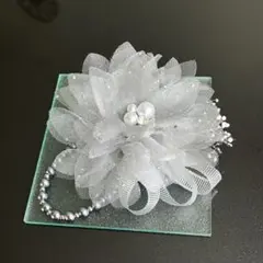 シフォンコサージュ 2WAY シルバーグレー④【新品】パール 卒業式 フォーマル