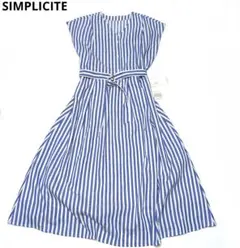 未使用　SIMPLICITE ストライプ ノースリーブ　シャツワンピース　ベルト