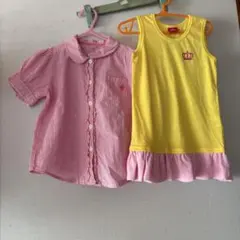 Baby Dollイエローフリルドレスとpink シャツの2枚