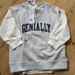 重ね着　トレーナーベスト　長袖カットソー 110cm グレー/ホワイト