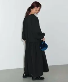 極美品✨BEAMS HEART ロングワンピース ふくれジャガード ゆったり　黒