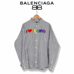 【美品】BALENCIAGA ストライプシャツ 刺繍 サイズ39のサムネイル