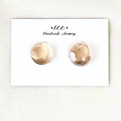 1057◆オレンジピンク　ガラス　小ぶり　ハンドメイド　ピアス　イヤリング