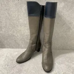 美品 REGAL レザー ロングブーツ バイカラー 24.5 ベージュ ブラック