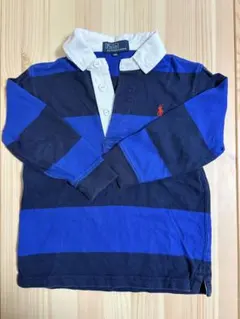 ポロシャツ 青と黒のストライプ　90