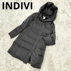 美シルエット✨ INDIVI ダウンコート 光沢感 フード ロング 38 M