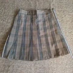 WEGO ベージュ チェック柄 プリーツスカート L