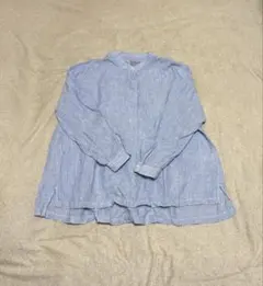 MUJI 無印良品　麻100% ストライプ　プルオーバー シャツ　ＸS〜S長袖