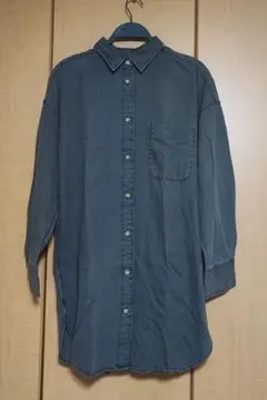 GU デニムミニシャツワンピース グレー S