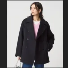 美品】FRAMeWORK ラムウールMIXシャルムバルカラーコート ネイビー