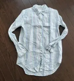 GAP ストライプ リネン混合シャツ 長袖 A378
