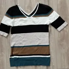 AZUL by Mussy ストライプ Vネックニット Sサイズ