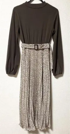 未使用 ロングワンピース ヒョウ柄 長袖 Mサイズ ブラウン