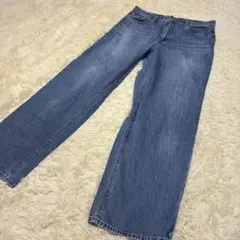 GU ハイライズストレートジーンズ ライトブルー　綿100% XL大きめゆったり