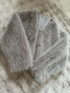フェイクファーコート エコファー グレー M