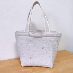 ヌビトートバッグ　花柄刺繍　ハンドメイド　裏地なし