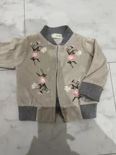 花柄刺繍 グレー スウェットアウター