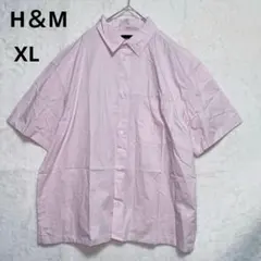 【エイチアンドエム】ピンク 半袖シャツボタン付き大きめサイズ【XL】タグ付美品✨