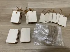麻ひも付き 46個 木製 サンキュータグ プレゼント DIY 装飾 ハンドメイド