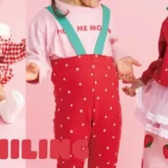hugchum いちご サスペンダー付きレギンス 90cm