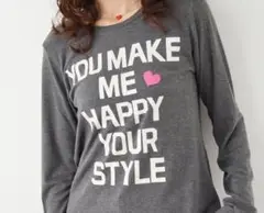＆LOVE　アンドラブ　メッセージプリント長袖Ｔシャツ　　大きいサイズ