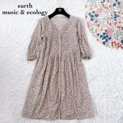 earth music&ecology リバティ風 花柄ワンピース 7分 薄手